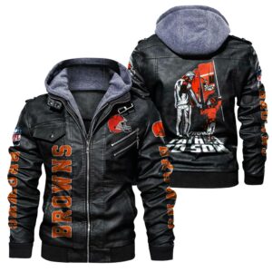 Cleveland Browns Leather Jacket Gift for fans